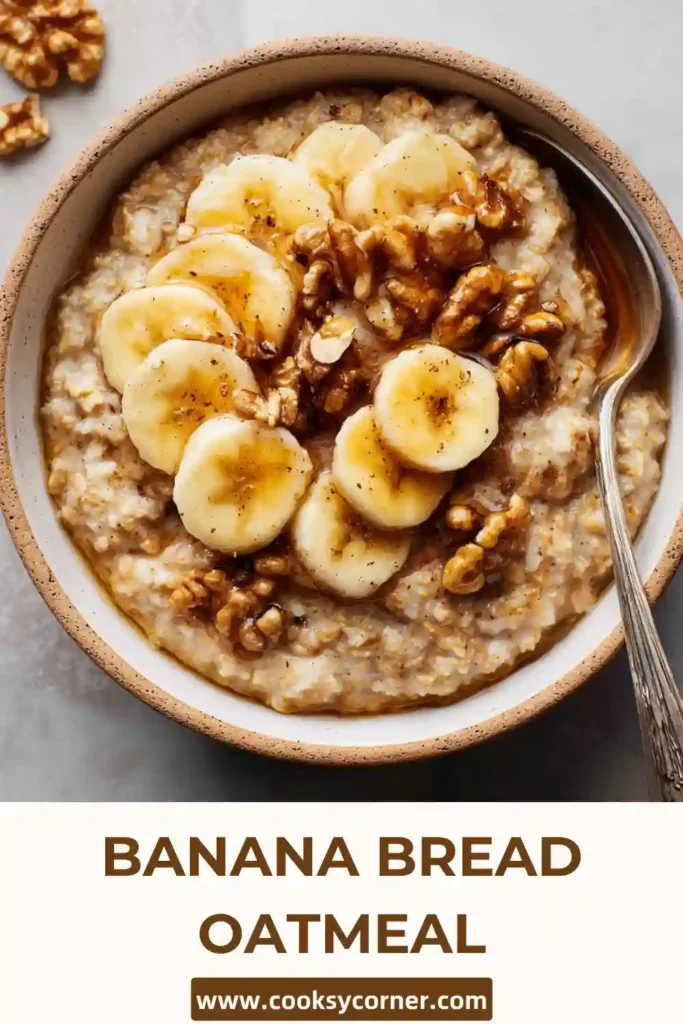 Healthy banana oatmeal breakfast with warm toppings and rich texture.