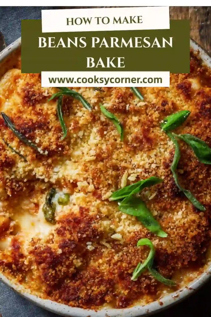 Baked cannellini beans with parmesan, mozzarella, and golden crust.