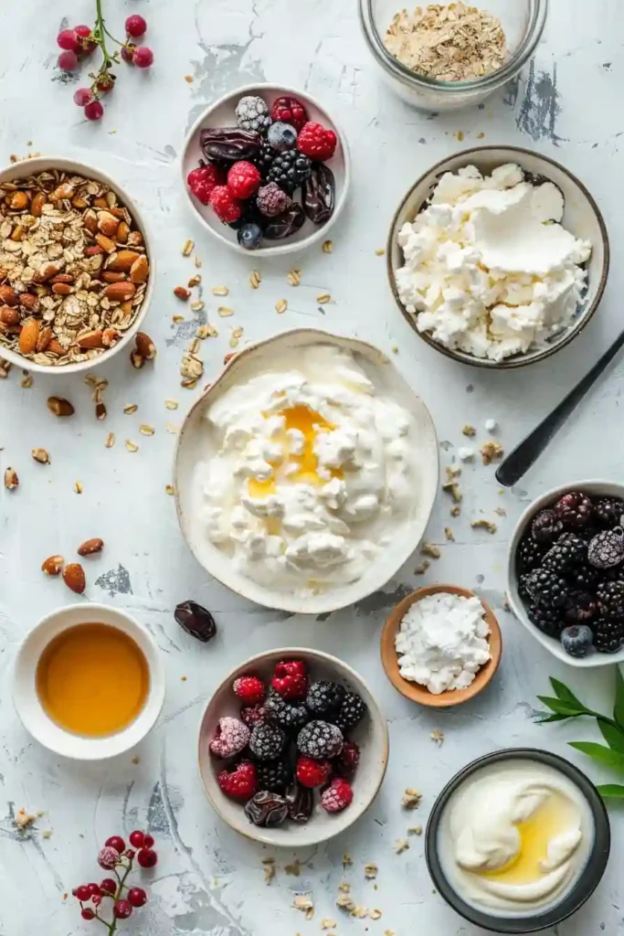 Homemade frozen yoghurt ice cream cake with colorful berry swirls and smooth layers.