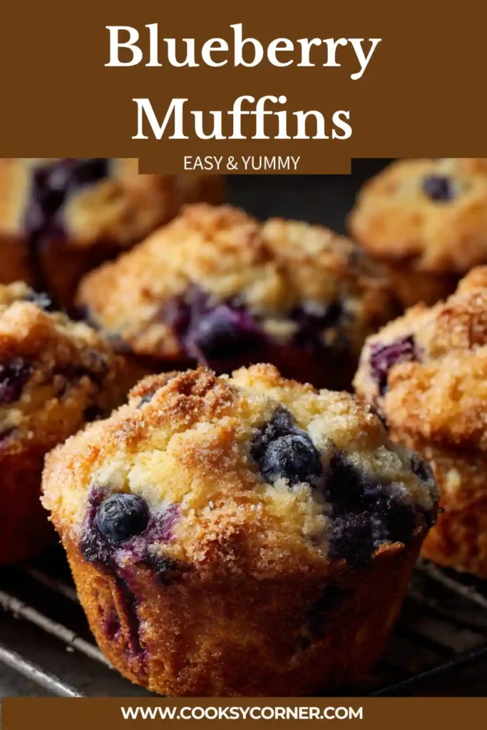 Close-up of fluffy blueberry muffins with moist texture.