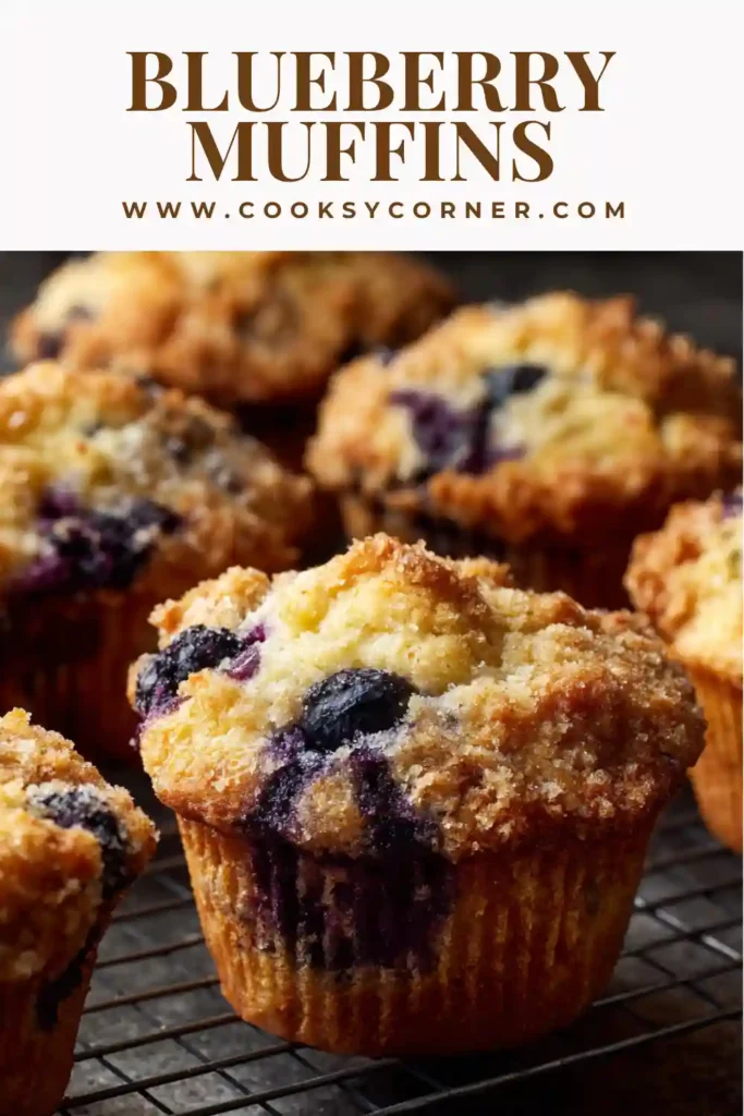 Soft homemade muffins filled with juicy blueberries and cinnamon topping.