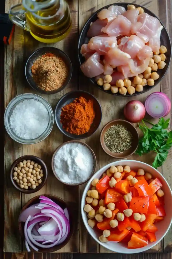 Freshly roasted Chicken Shawarma Sheet Pan Dinner with crispy edges and tender vegetables arranged on a baking tray. Perfect for weeknight dinners.