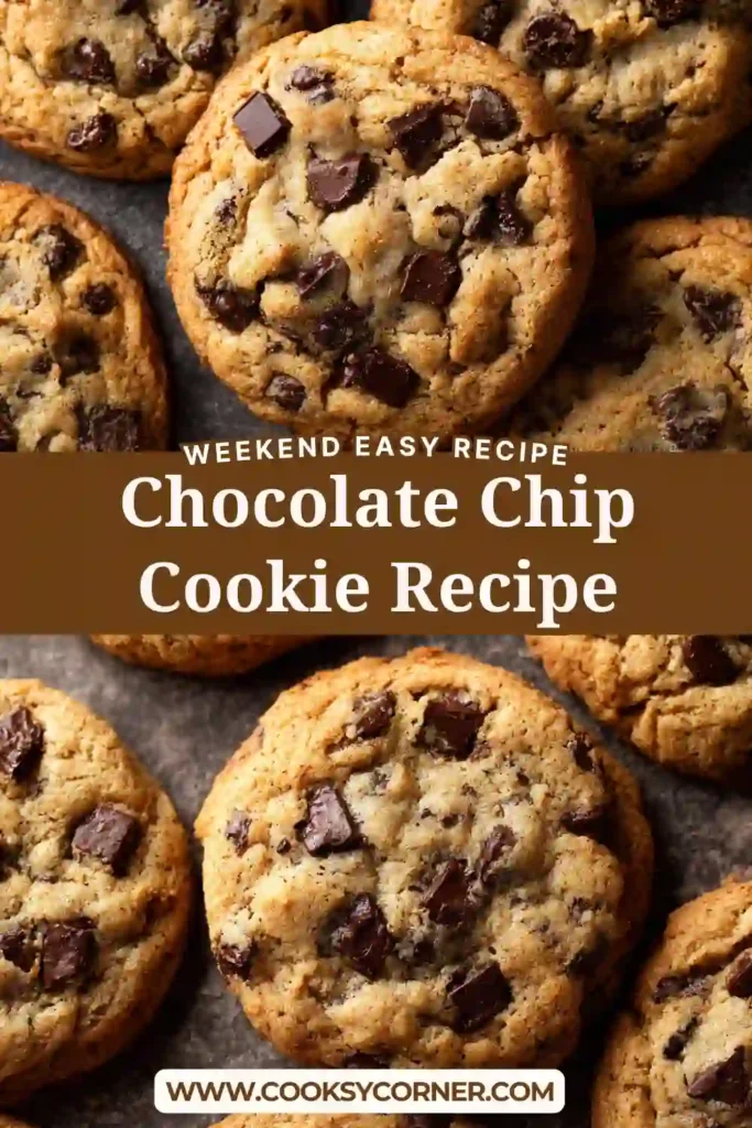 Chocolate chip cookies with melted chocolate chips and golden edges on a cooling rack.