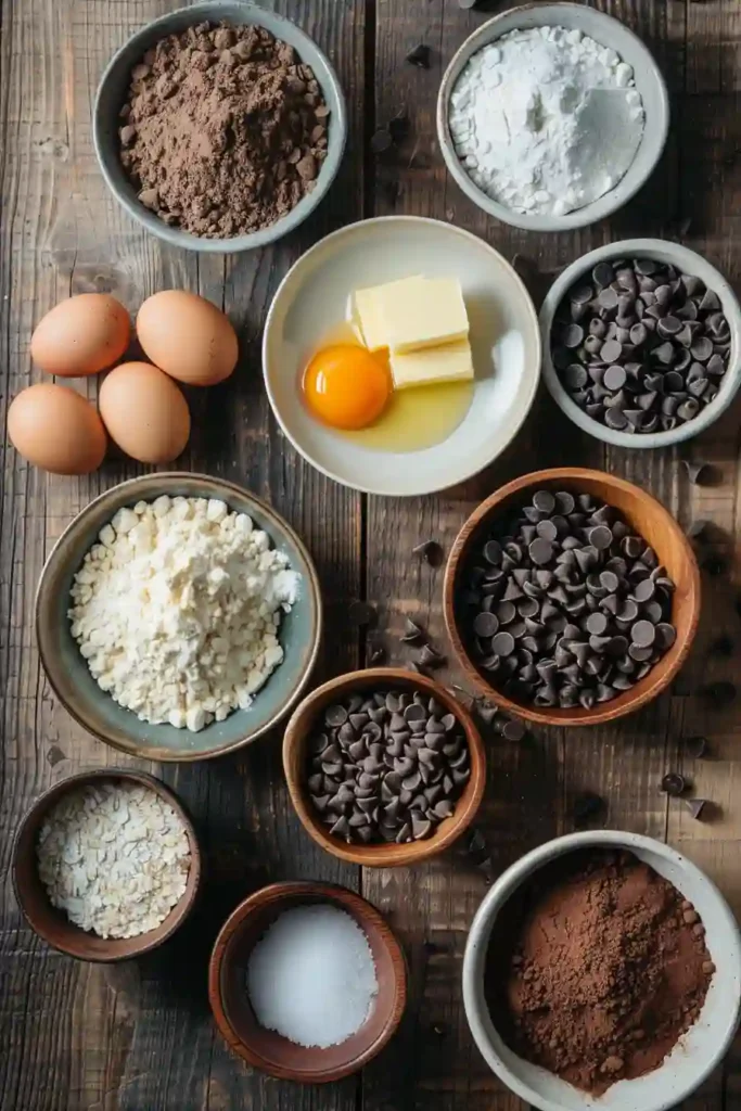 Chocolate chip cookie dough scoops ready for baking on parchment-lined tray. Rich dough with visible chocolate chips.