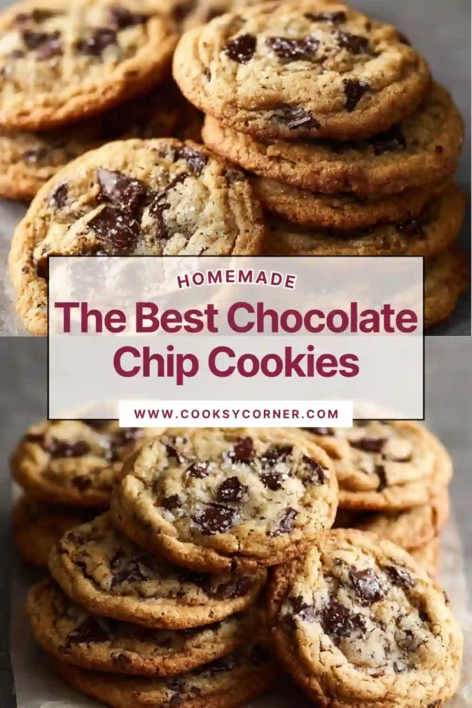 Close-up of homemade chocolate chip cookies showing gooey chocolate and chewy texture. Perfect bakery-style cookies.