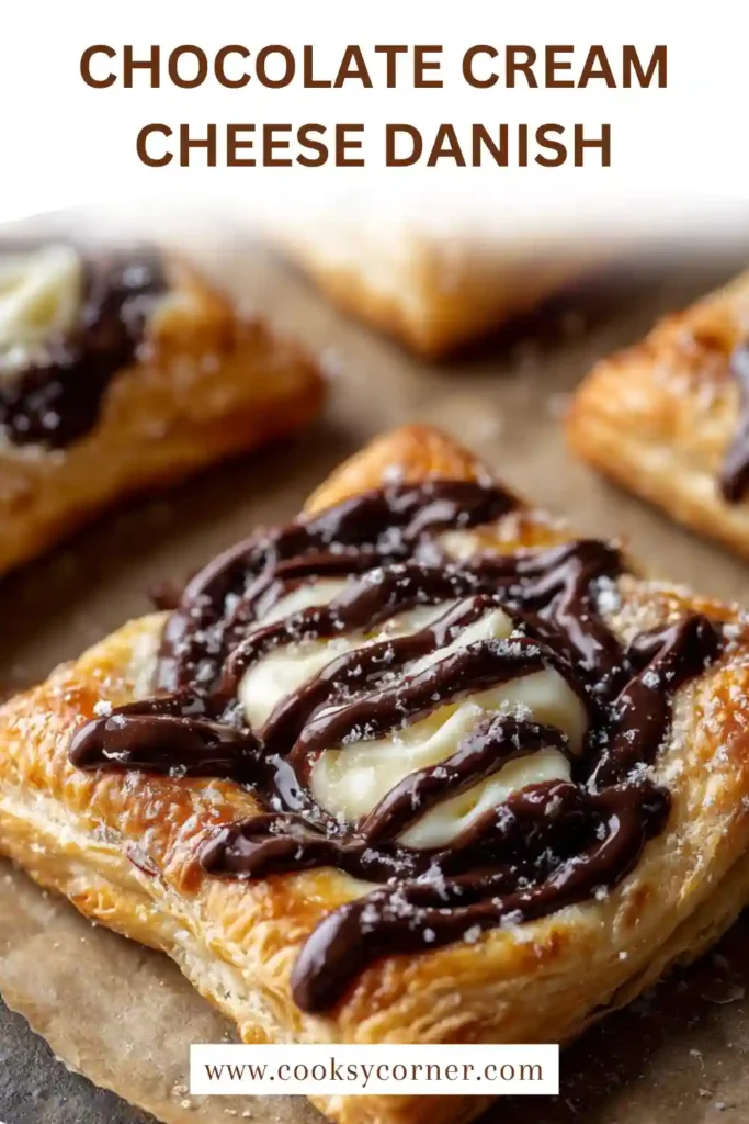 Homemade chocolate danish with creamy filling and crisp layers.