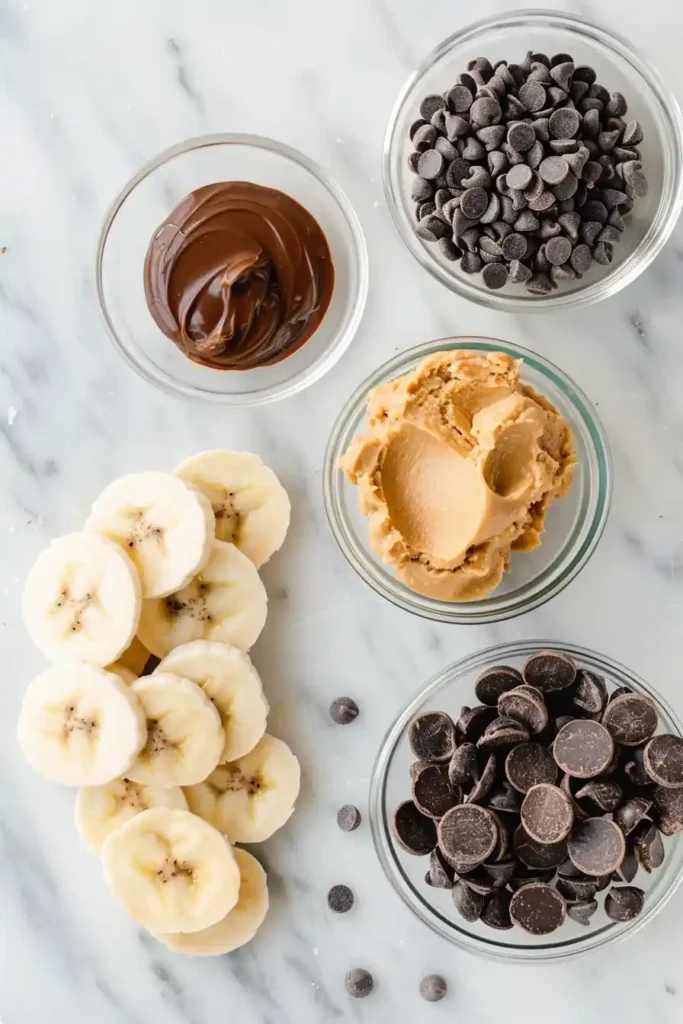 Homemade chocolate banana bites arranged neatly with a glossy chocolate finish.