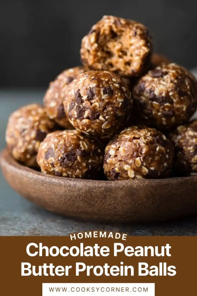 Close-up of no-bake protein balls made with peanut butter and chocolate chips, perfect healthy snack option.