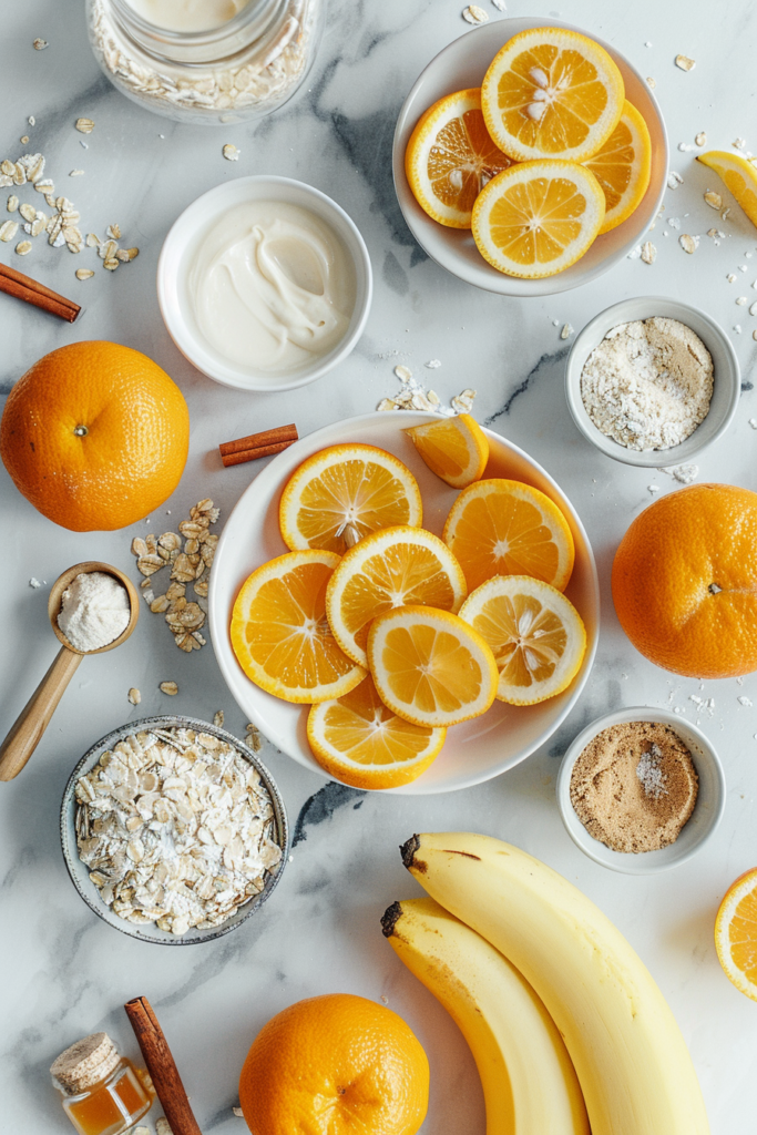 Close-up of citrus crumble showing juicy orange filling and crisp topping.