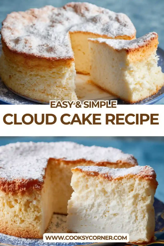 Slice of airy cake showing delicate sponge texture.