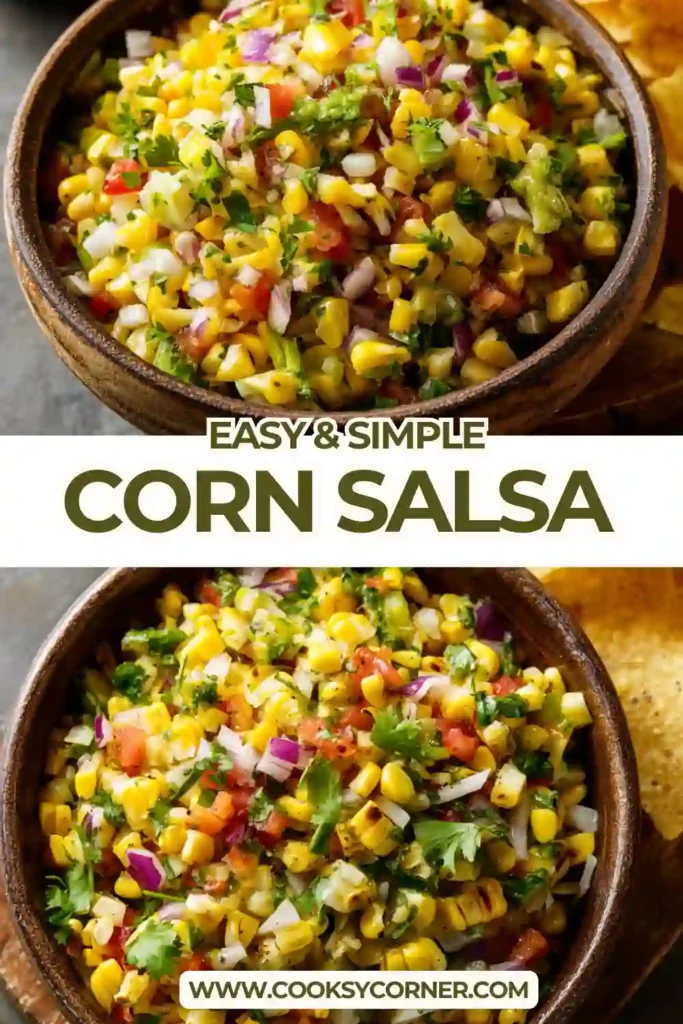 Colorful corn tomato salsa with lime and herbs.