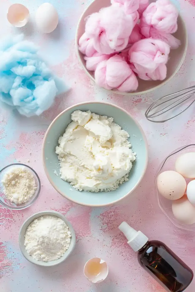 Whimsical dessert with pastel cotton candy topping.