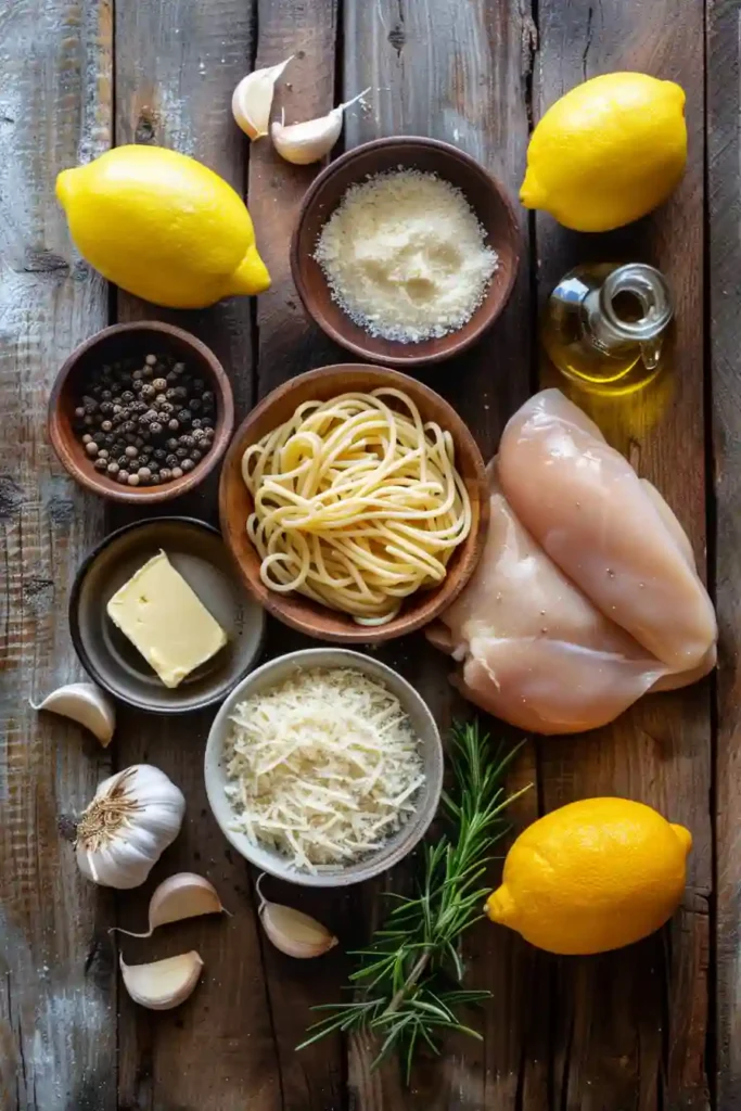 Parmesan chicken pasta with creamy sauce and perfectly cooked noodles, garnished with fresh rosemary.