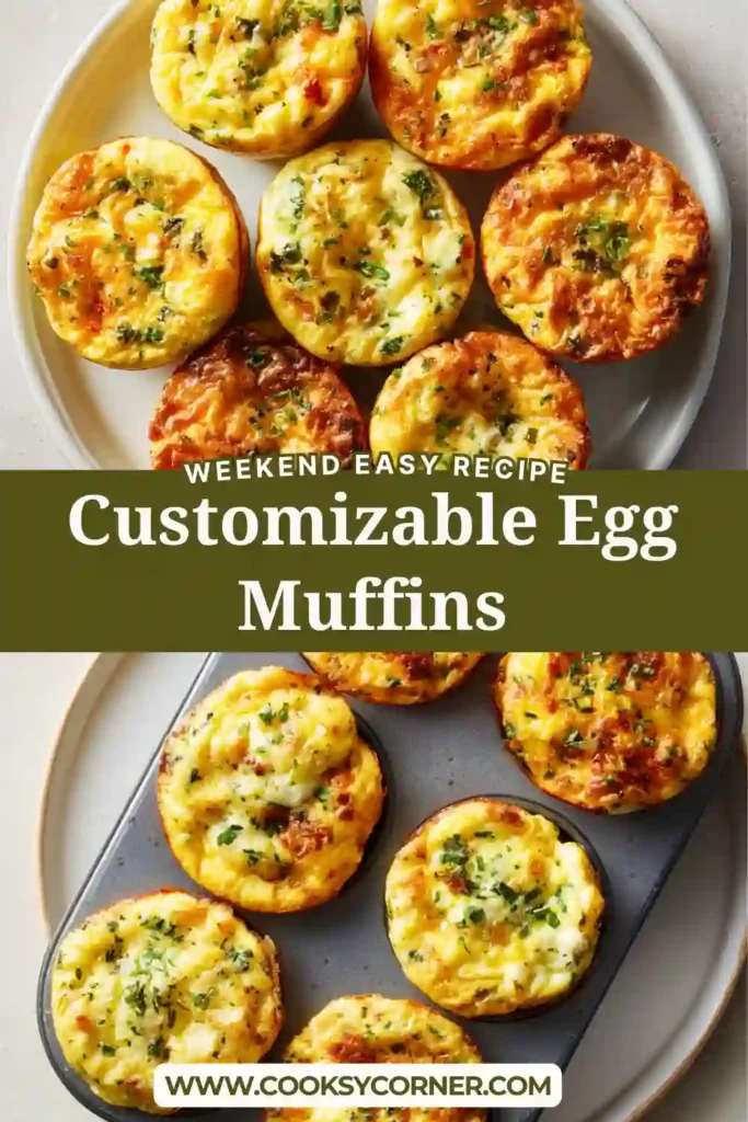 Close-up of fluffy egg muffins with melted cheese and vegetables inside a golden baked crust.