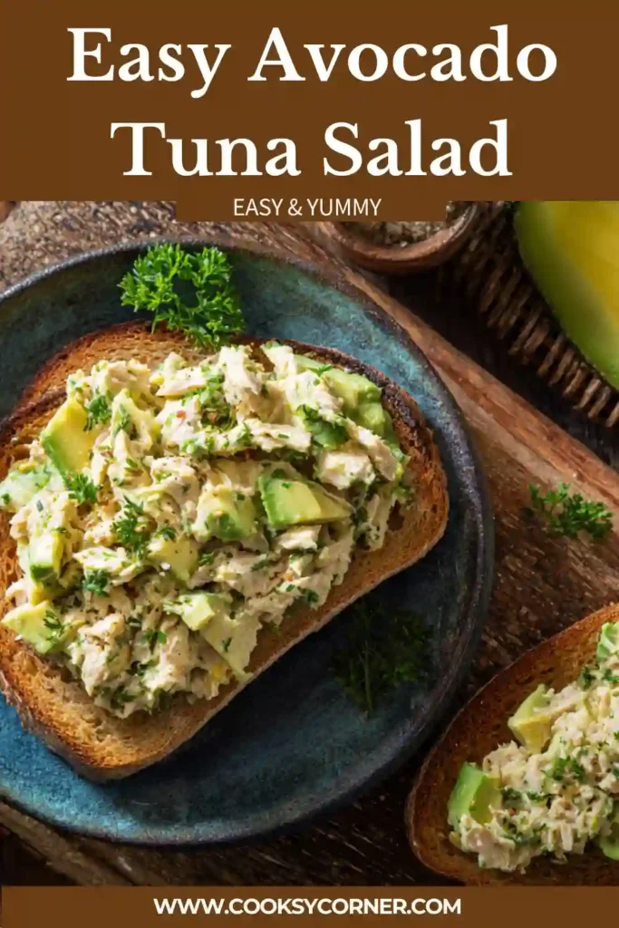 Close-up of creamy avocado tuna salad mixed with red onion, celery, and lime juice. Bright and appetizing presentation.