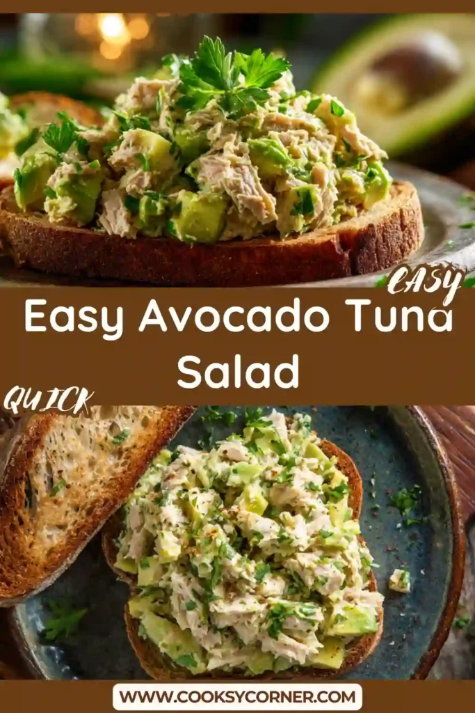 Healthy avocado tuna salad served fresh with chopped vegetables and herbs. A perfect no mayo tuna recipe.