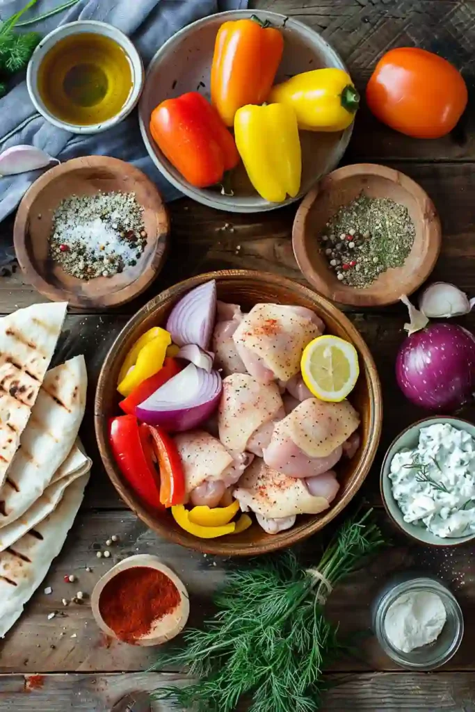 Greek-style chicken tray bake topped with feta, dill, and lemon wedges ready to serve.