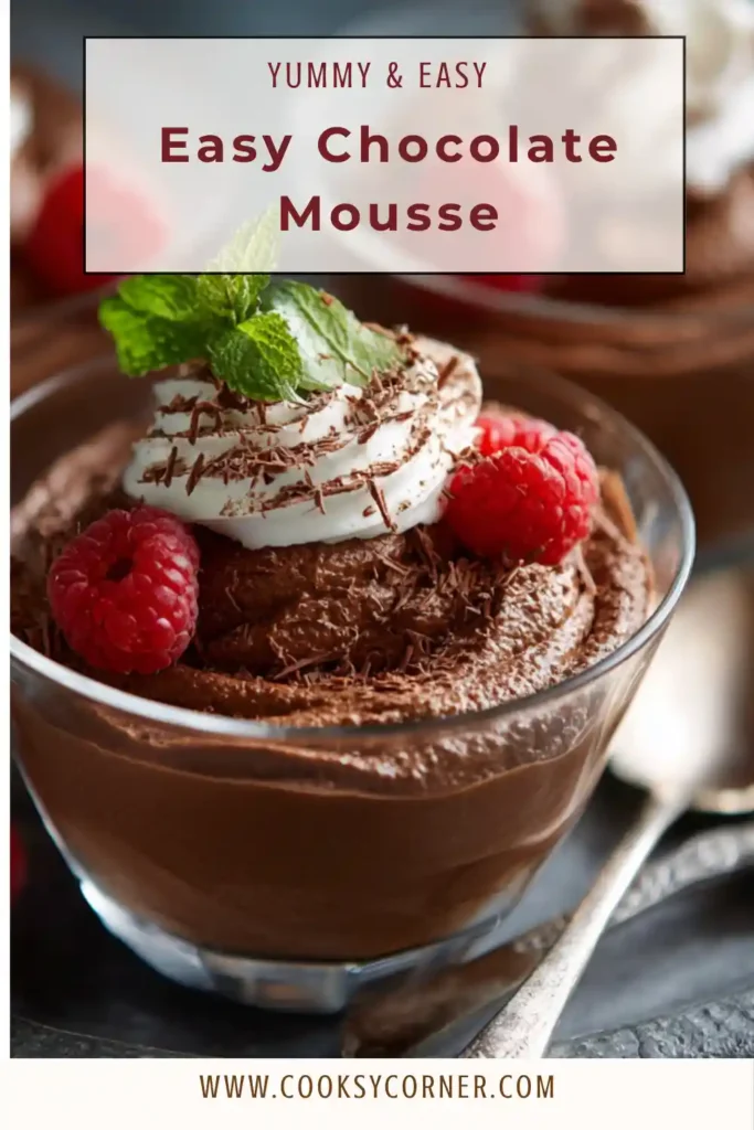 Eggless chocolate mousse topped with whipped cream in a dessert cup.