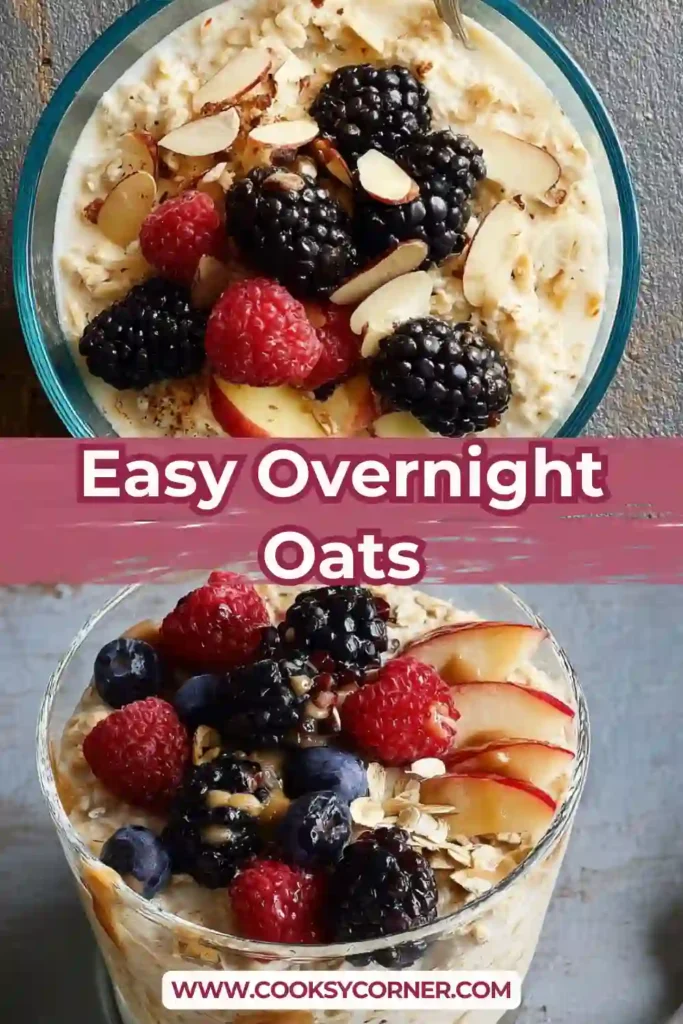 Meal prep jars filled with easy overnight oats, topped with colorful fruits and crunchy nuts.