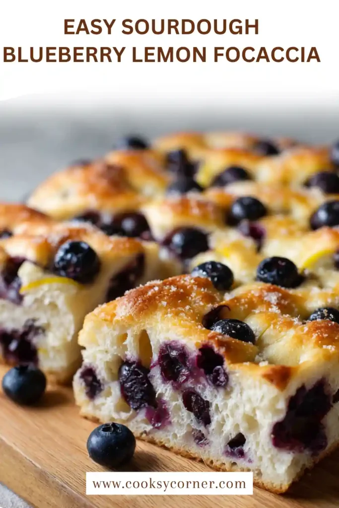 Homemade sourdough focaccia with fruit and citrus glaze.
