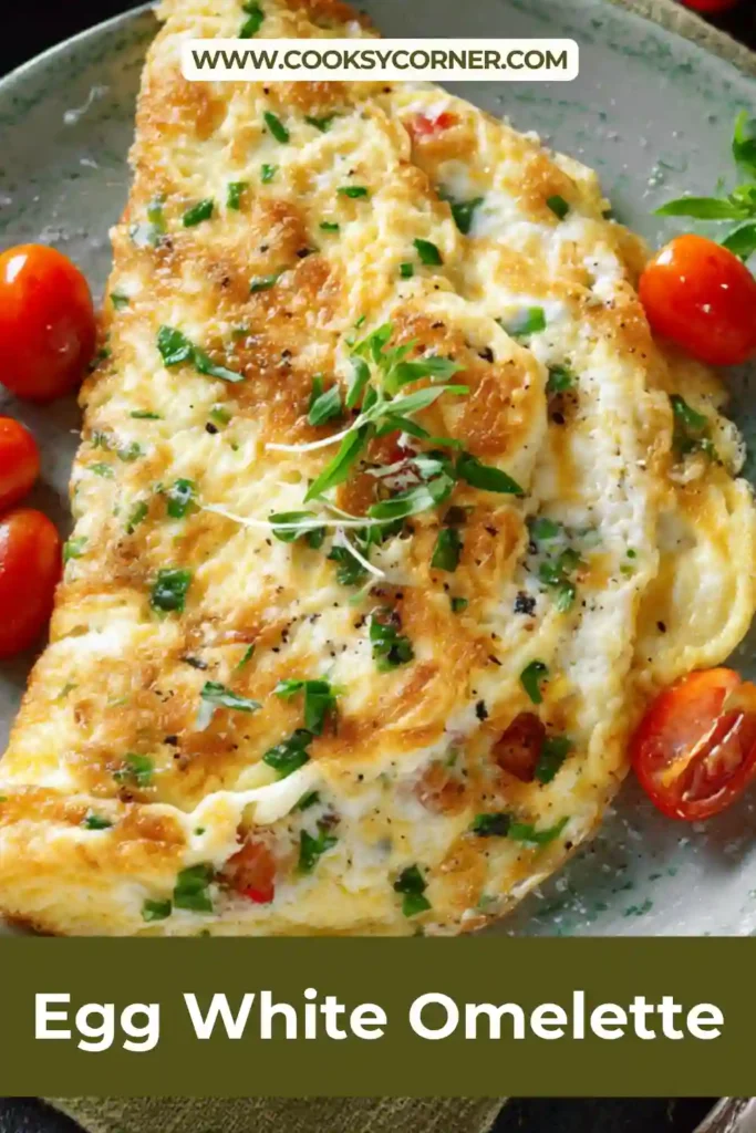 Healthy egg white omelette served fresh with a soft texture and colorful vegetable filling.