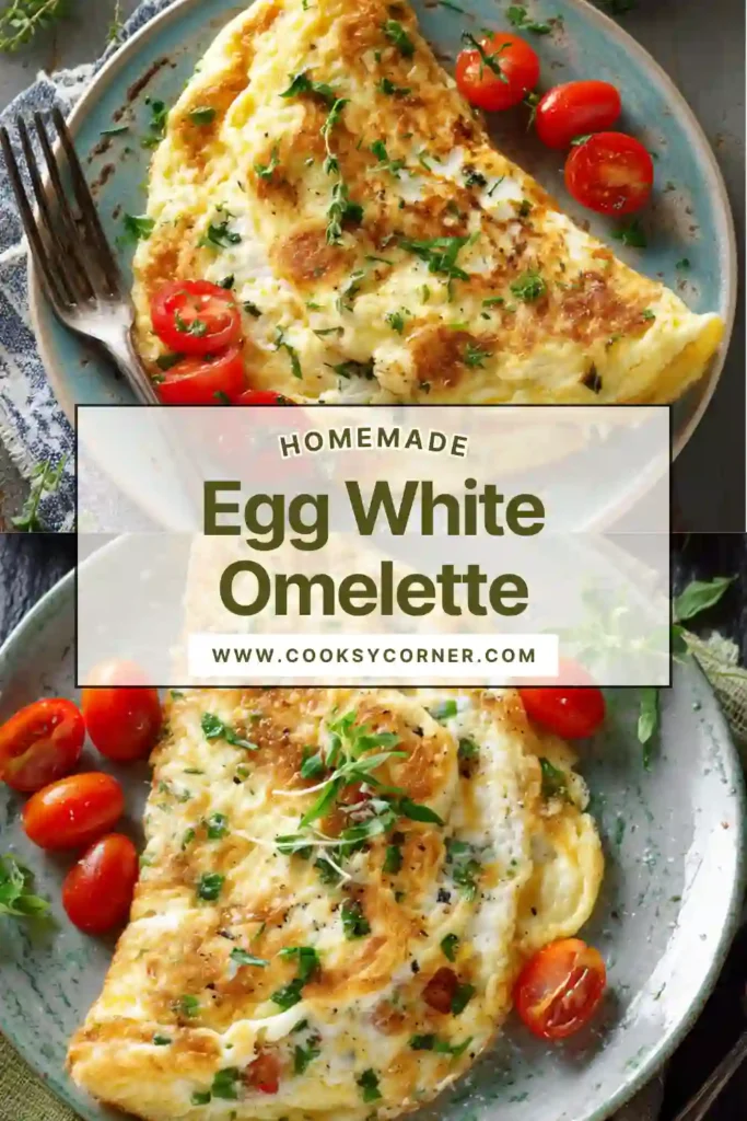 Egg white omelette folded on a plate with cherry tomatoes and scallions inside and parmesan on top.