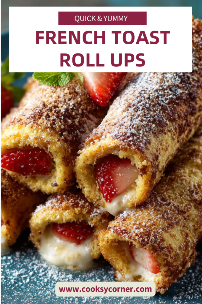 Freshly cooked French Toast Roll-Ups served warm with a soft interior and golden crispy exterior.