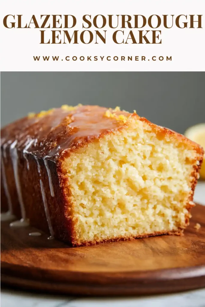 Moist lemon cake topped with sweet glaze and lemon zest.