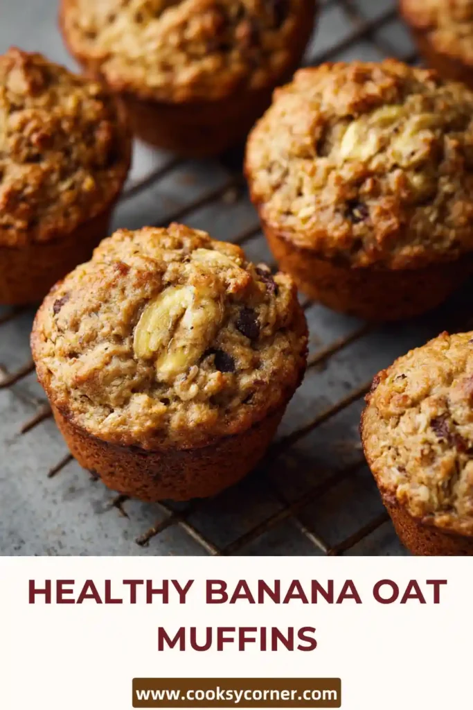 Soft banana oat muffins made with oats and ripe bananas.