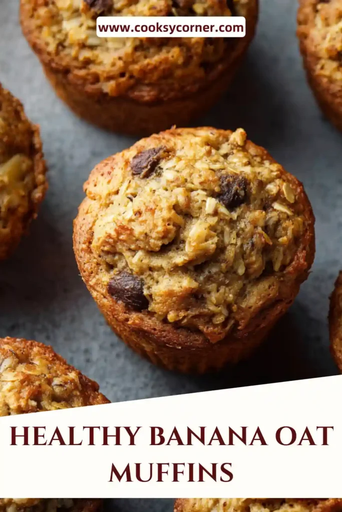 Healthy banana oat muffins with blueberries and chocolate chips on a plate.