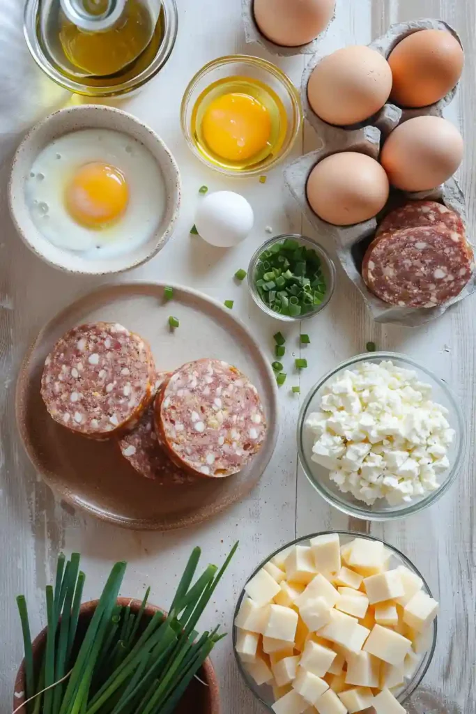 Breakfast sandwich with egg whites, cheese, and turkey sausage. Perfect for meal prep.