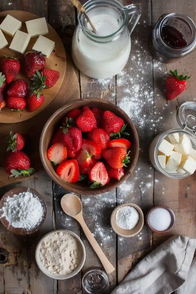 Classic homemade strawberry shortcake plated beautifully with whipped cream and fresh berries. A soft biscuit base holds the delicious layers.
