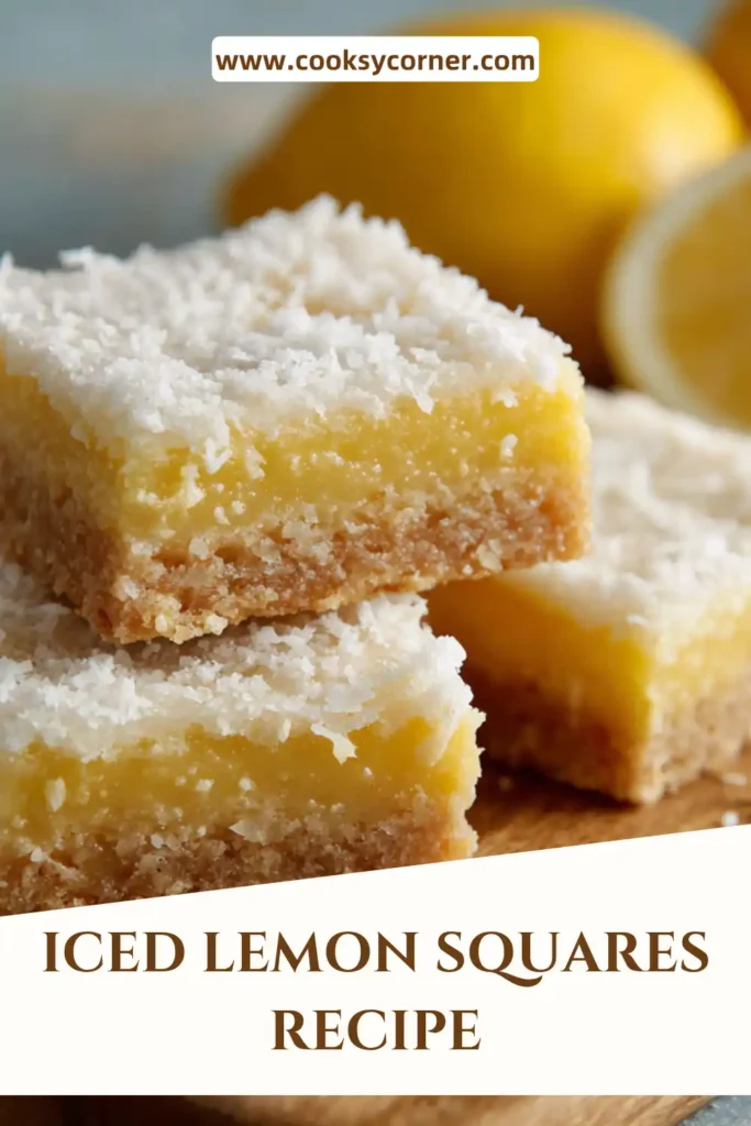 These iced lemon squares feature a crumbly biscuit base topped with smooth lemon icing and a hint of coconut. Perfect no bake lemon dessert for any occasion.