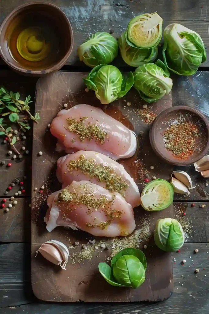 Healthy air fryer chicken breast meal with vegetables on a modern plate.