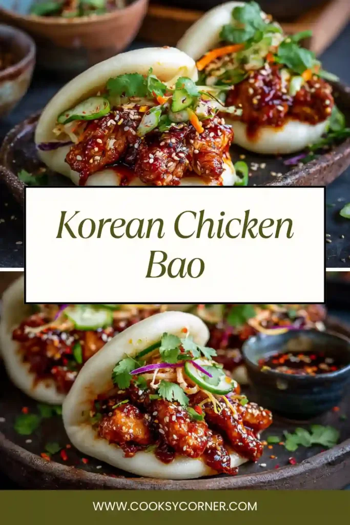 Soft steamed bao buns stuffed with glazed chicken and fresh herbs.