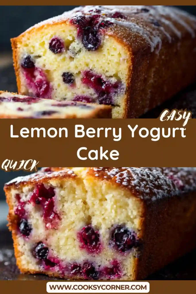 Bundt cake with lemon glaze dripping over and garnished with fresh berries.