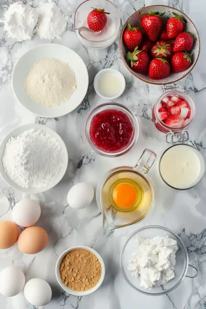 Close-up of fluffy sponge cake layers with cream and fruit filling, showcasing airy texture.