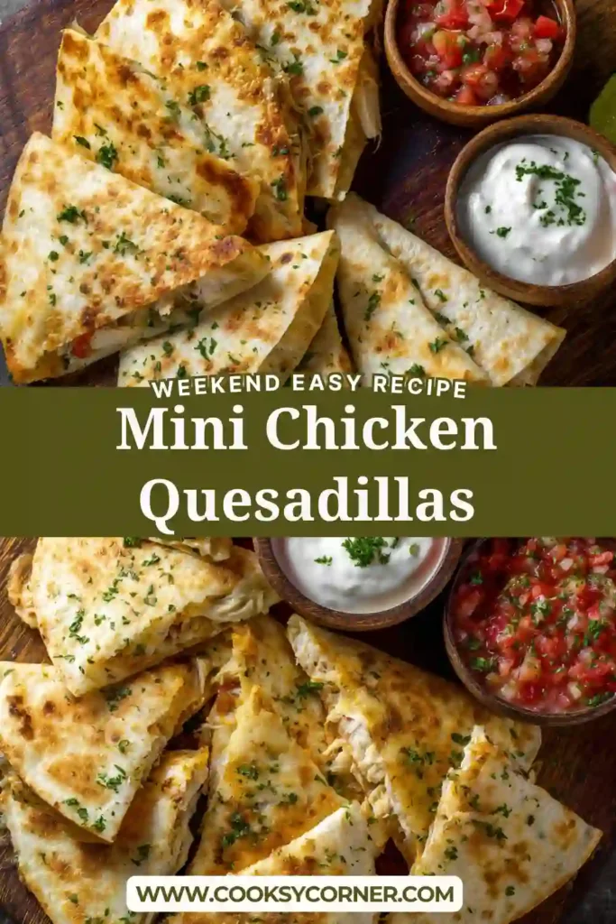 Crispy baked chicken quesadillas with melted cheese and golden tortillas.