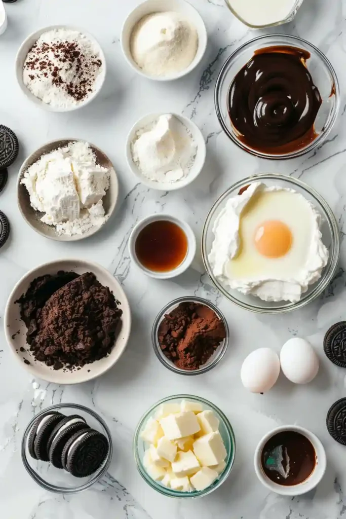 Rich chocolate mint cheesecake topped with whipped cream.