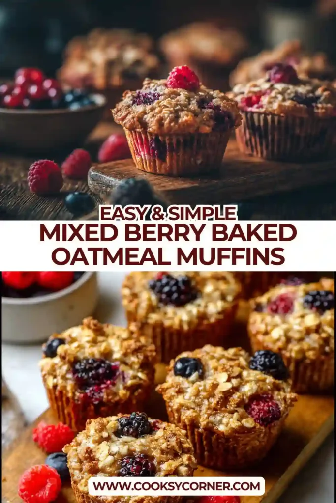 Freshly baked oatmeal muffins with berries and walnuts in a muffin tray, ideal for meal prep breakfast ideas.