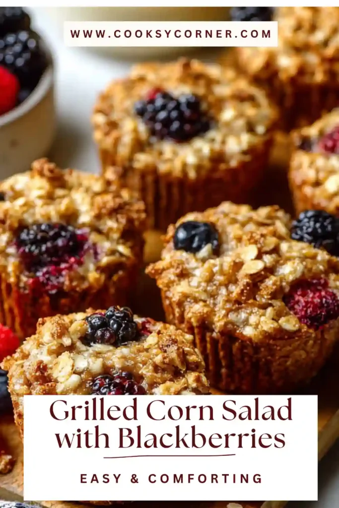 Healthy Mixed Berry Baked Oatmeal Muffins stacked on a plate, highlighting their natural ingredients and hearty texture.