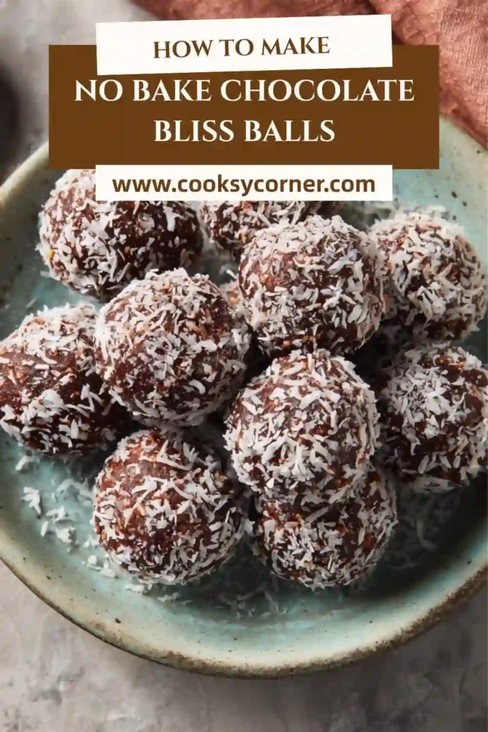 Close-up of chocolate bliss balls showing soft texture and rich cocoa color.