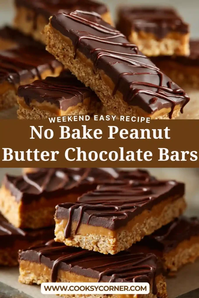 Close-up of chocolate peanut butter bars showing rich texture and clean layers.