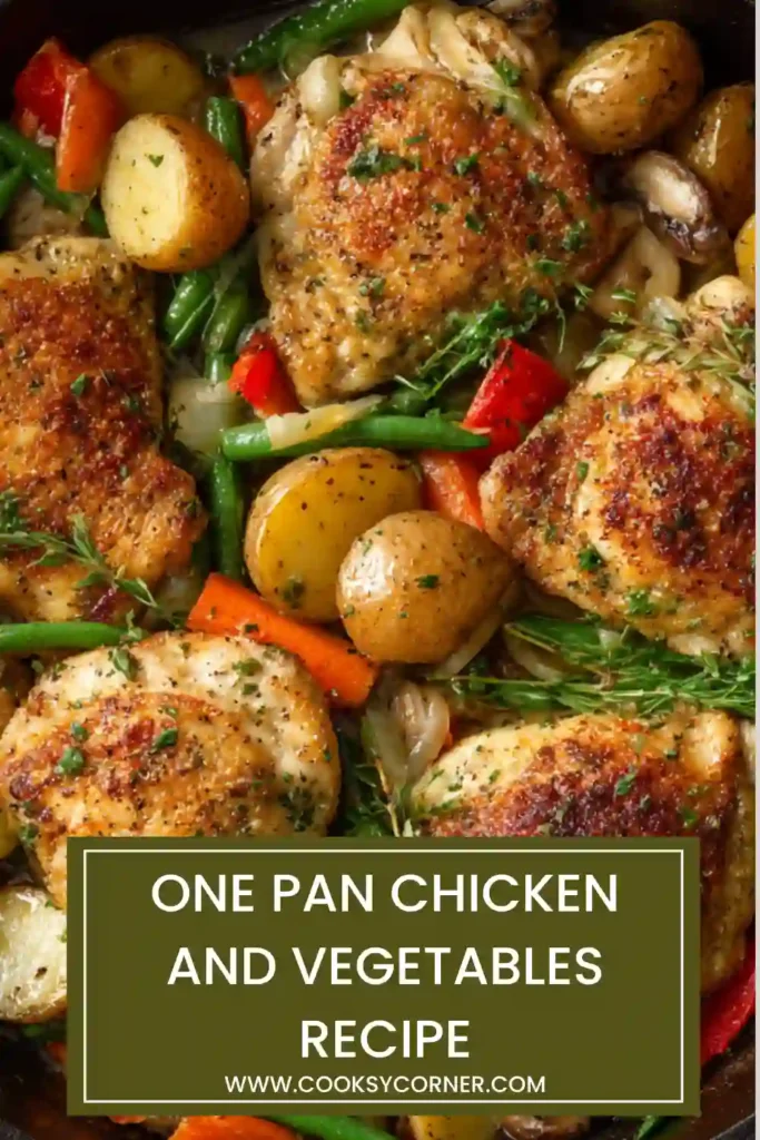 A tray of one pan chicken and vegetables recipe with crispy breaded chicken, roasted potatoes, and carrots fresh from the oven.