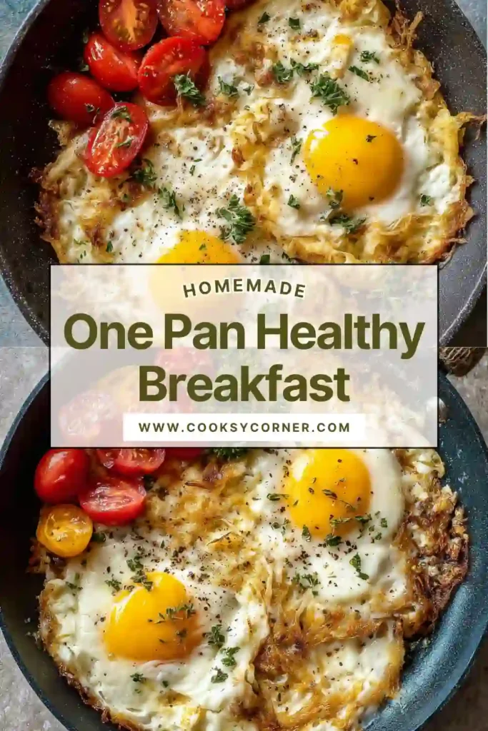 One pan healthy breakfast with eggs, sautéed greens, and tomatoes on a plate. Fresh and nutritious meal.