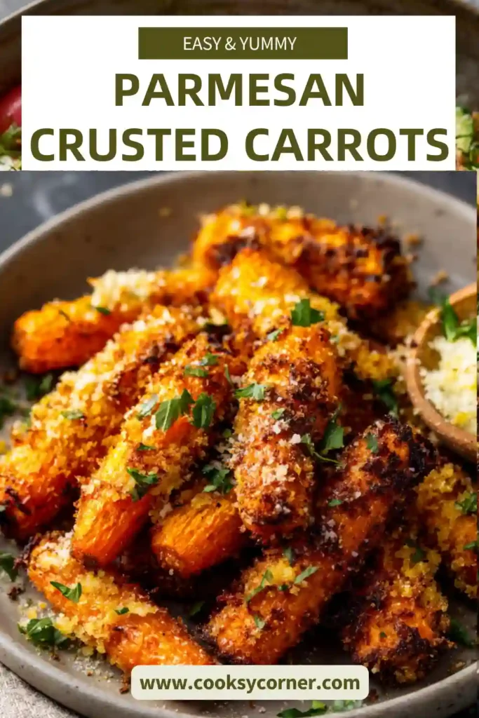 Parmesan Crusted Carrots roasted until golden with a crispy cheese layer and tender interior. A flavorful and easy side dish.