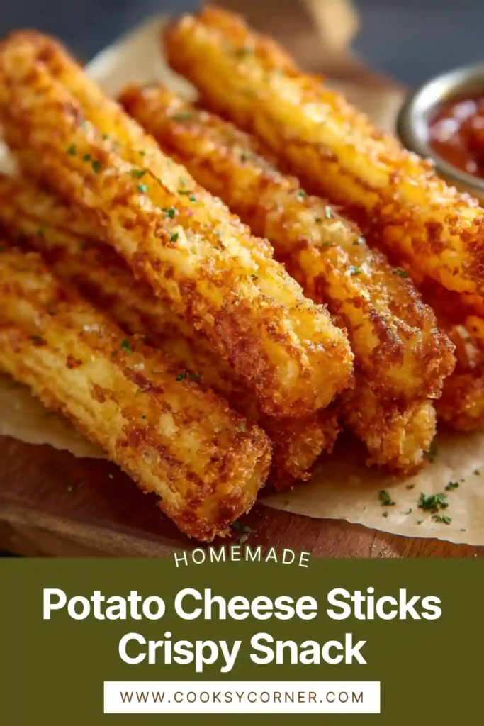 Fried potato sticks with cheese filling served hot and crunchy.
