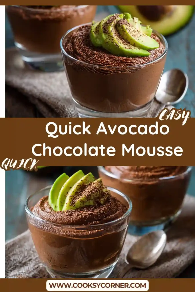 Close-up of avocado chocolate mousse with pecans and macadamia nuts sprinkled on top, showing a thick and velvety consistency.