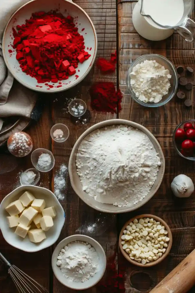 Homemade red velvet cinnamon rolls served warm with rich glaze topping.