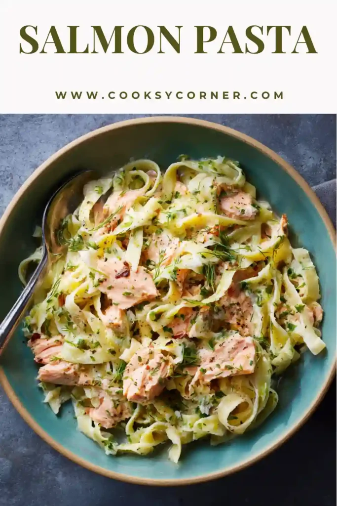 Pasta with salmon and leeks in a rich creamy sauce.